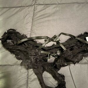 Black Lace Lingerie with Strappy Details